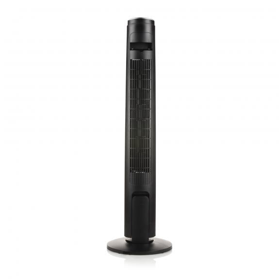 Domo Turmventilator DO8127 – 45 W, 4 Stufen, oszillierend, Timer, Fernbedienung, Schwarz, Silber