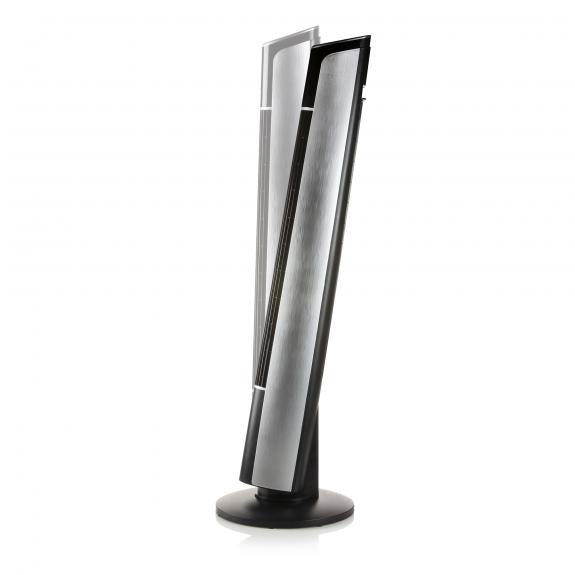 Domo Turmventilator DO8127 – 45 W, 4 Stufen, oszillierend, Timer, Fernbedienung, Schwarz, Silber