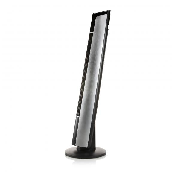 Domo Turmventilator DO8127 – 45 W, 4 Stufen, oszillierend, Timer, Fernbedienung, Schwarz, Silber