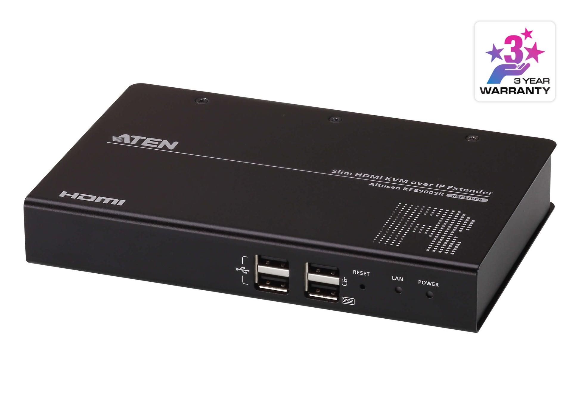 ATEN KE8900SR – KVM over IP Empfänger, 1× HDMI Out, 4× USB‑A, 1920×1200@60 Hz, RS‑232, HDCP 1.4