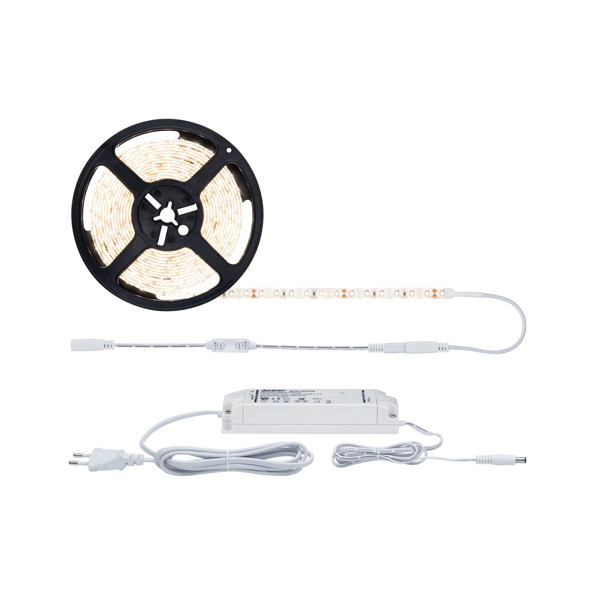 Paulmann LED-Strip – 5 m, 5500 lm, 50 W, 3000 K, dimmbar, weiss, mit Netzteil