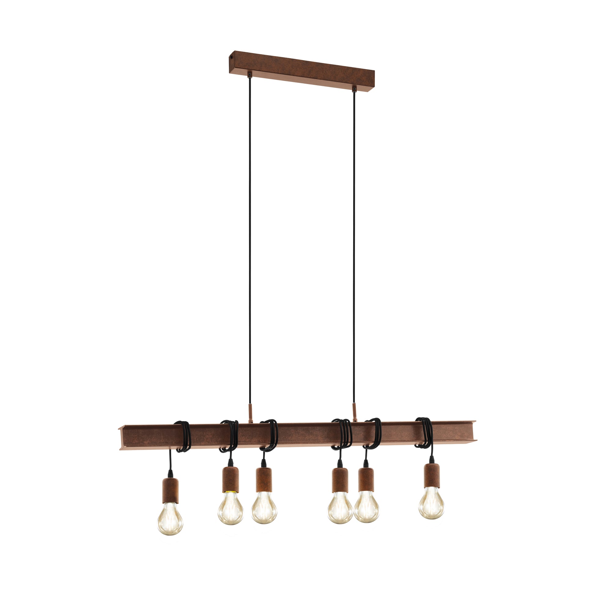 EGLO Hängeleuchte TOWNSHEND 4 – 100,5 × 7 × 110 cm, 360 W, dimmbar, braun, 6× E27, exkl. Leuchtmittel
