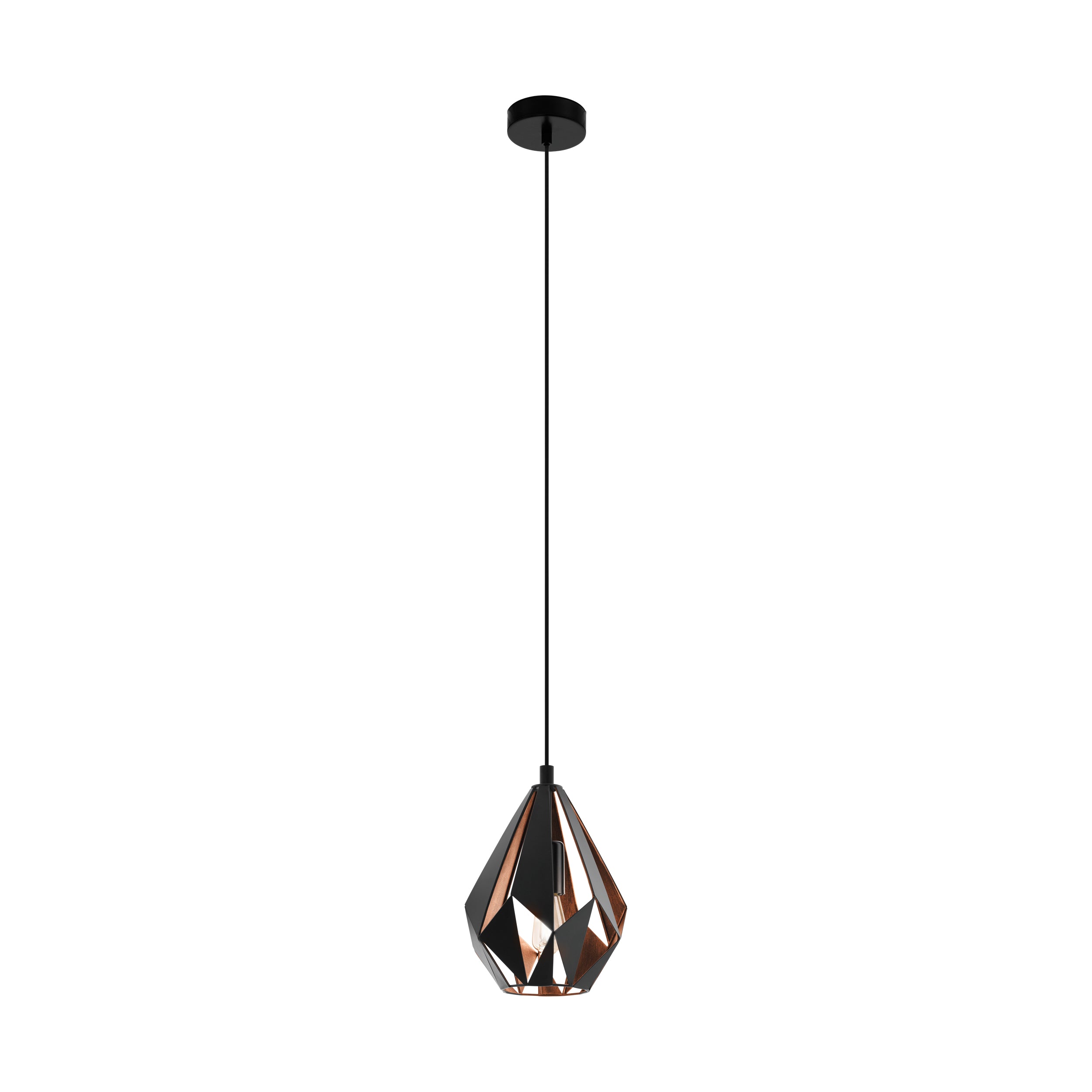 EGLO Deckenleuchte Carlton 1 – Ø 20,5 × 110 cm, 60 W, dimmbar, schwarz/kupfer, exkl. E27