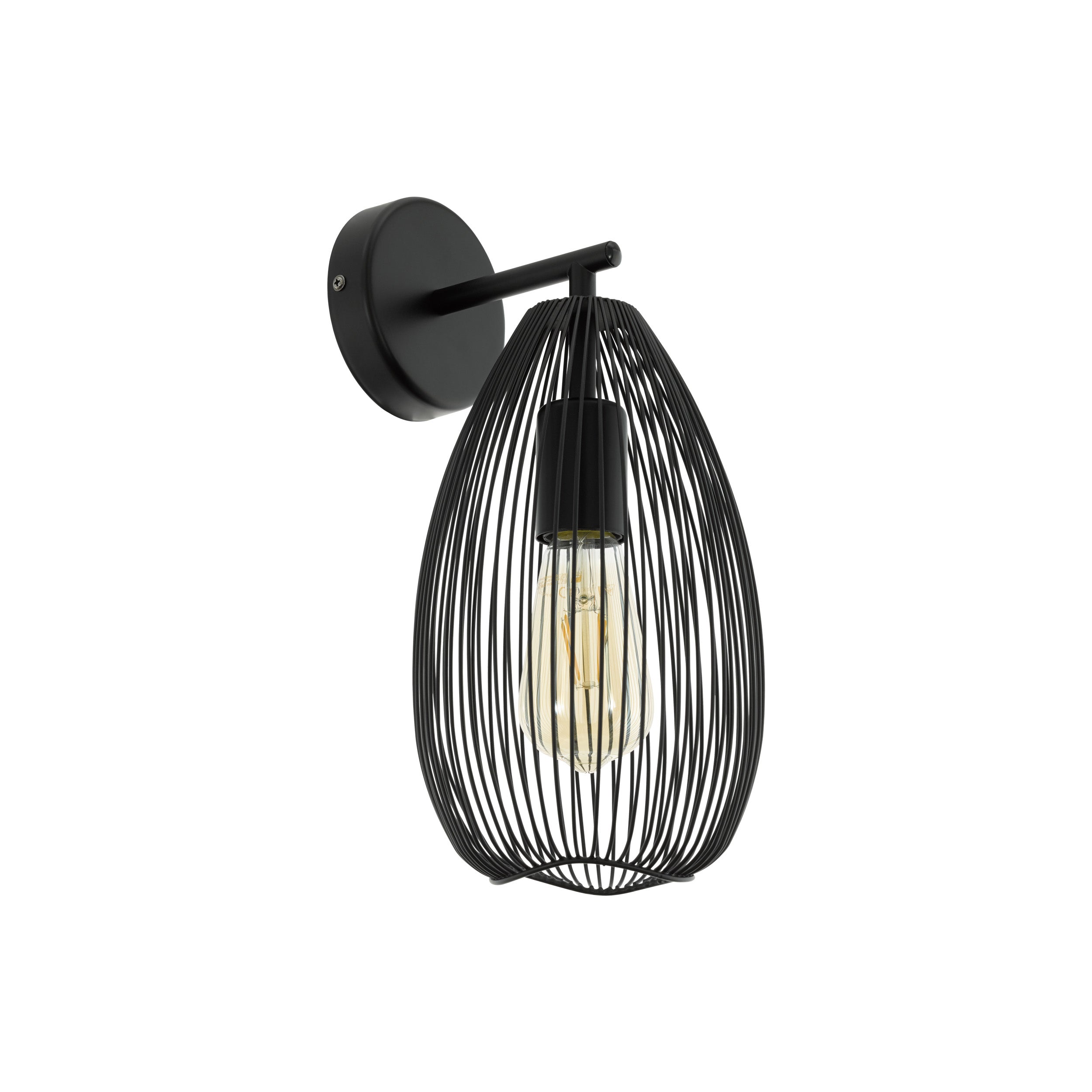EGLO Wandleuchte CLEVEDON – 17 × 20 × 35 cm, 60 W, dimmbar, schwarz, exkl. E27