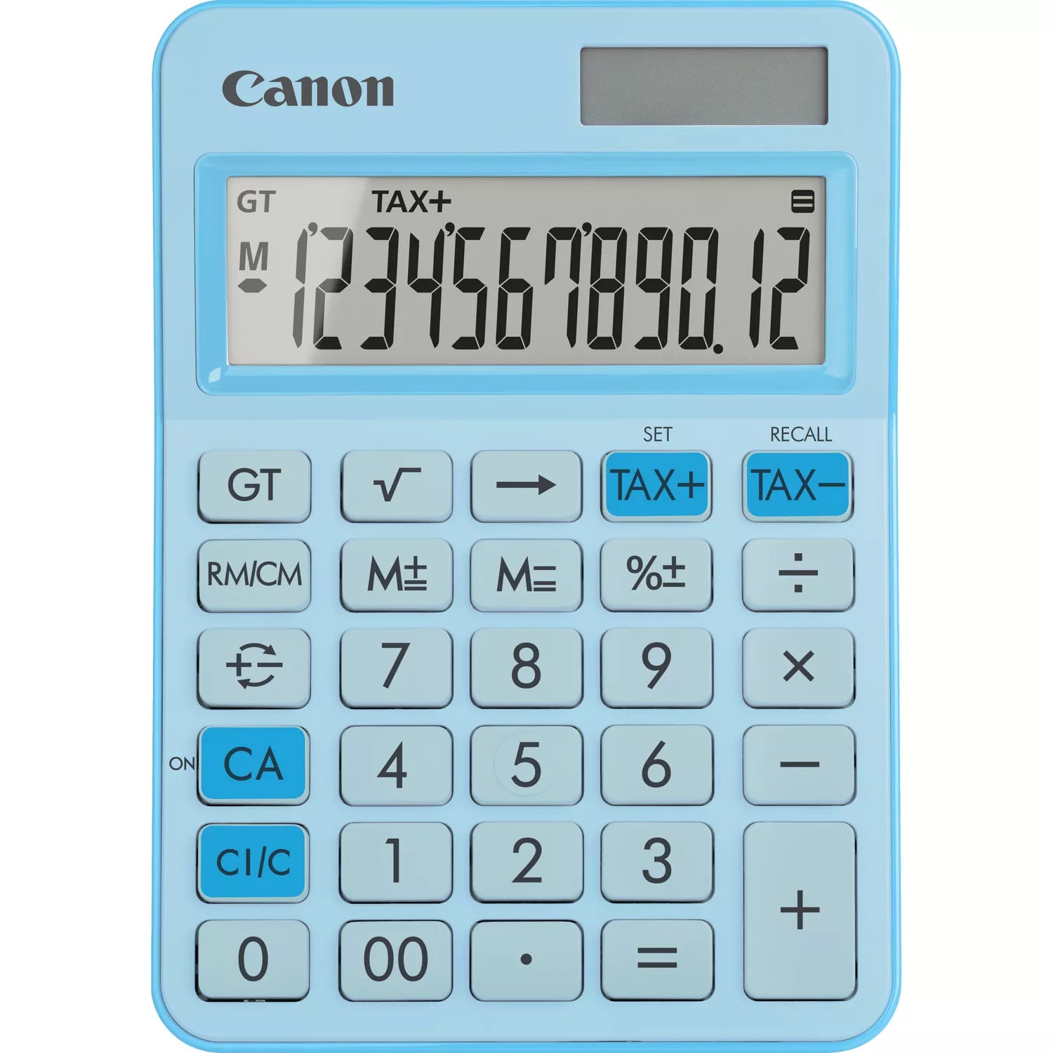 Canon Tischrechner LS-125KB – 12-stellig, LCD, Solar + Batterie, Pastellblau, 106×147×25 mm