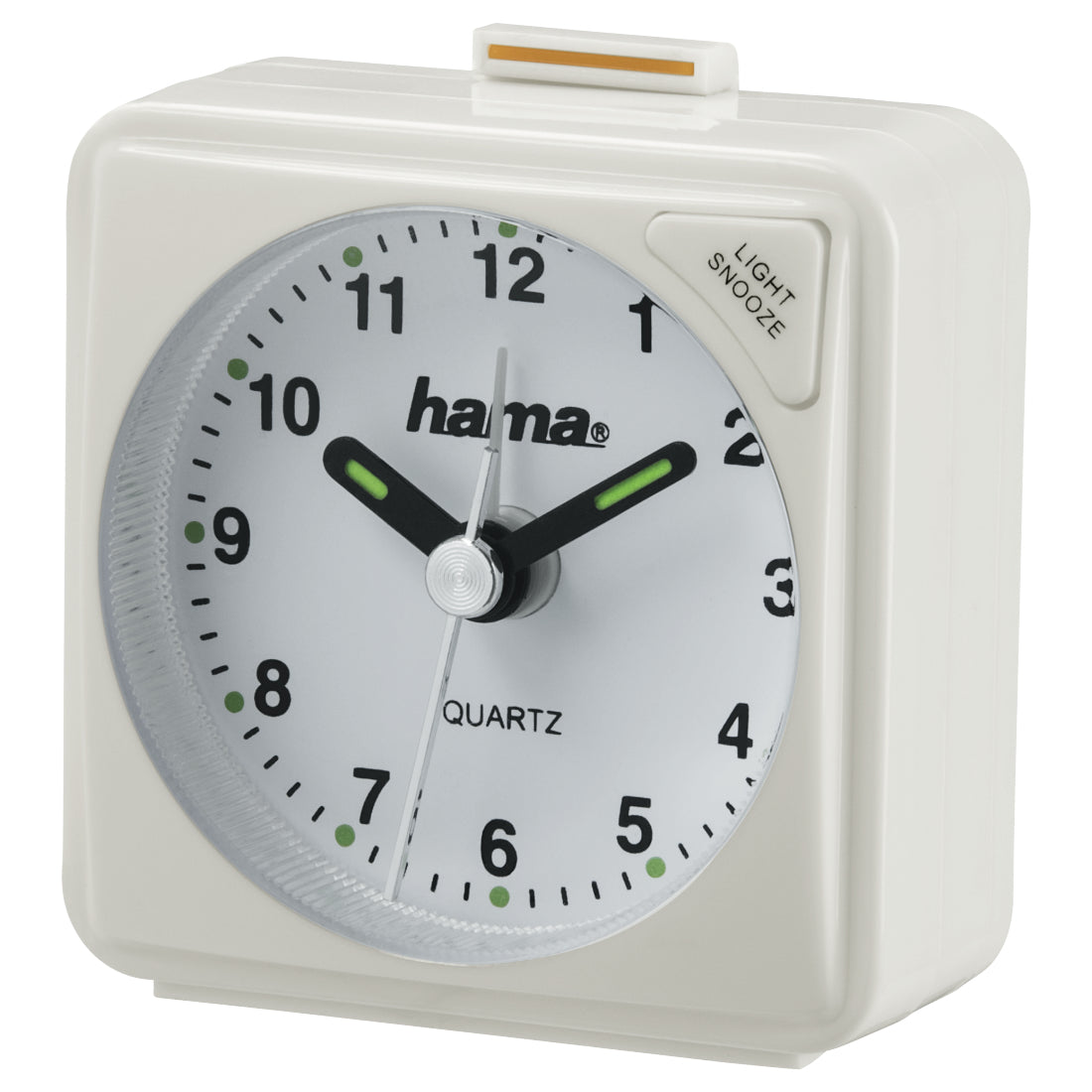 Hama Quarz-Wecker – Analog, Schlummerfunktion, 5,6 × 5,6 × 3,0 cm, Weiss, Kunststoff