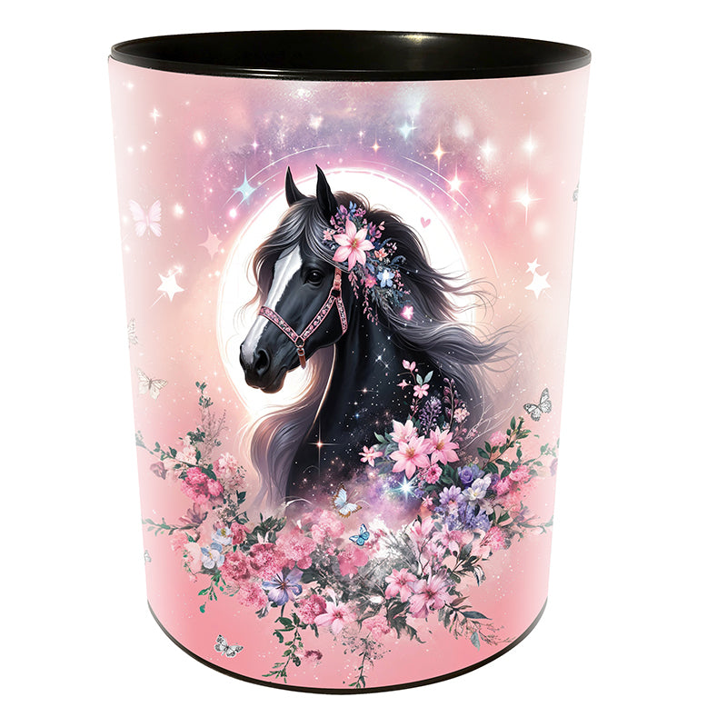 Goldbuch Papierkorb Luna – 10 l – Kunststoff, rund – schwarz/rosa