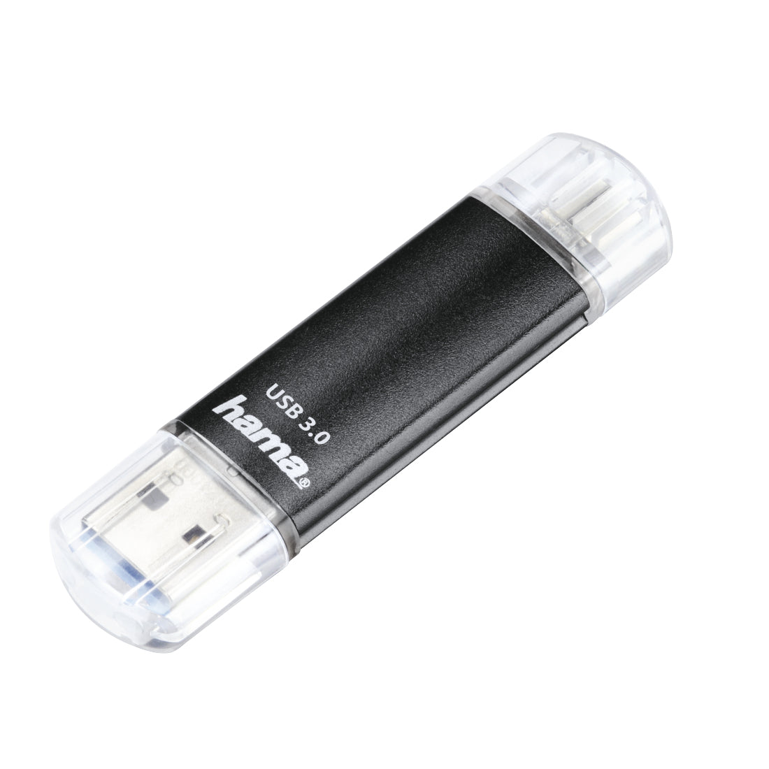 Hama Laeta Twin – 256 GB, USB 3.2 Gen 1 (USB-A/Micro-USB), 40 MB/s, Aluminium, schwarz
