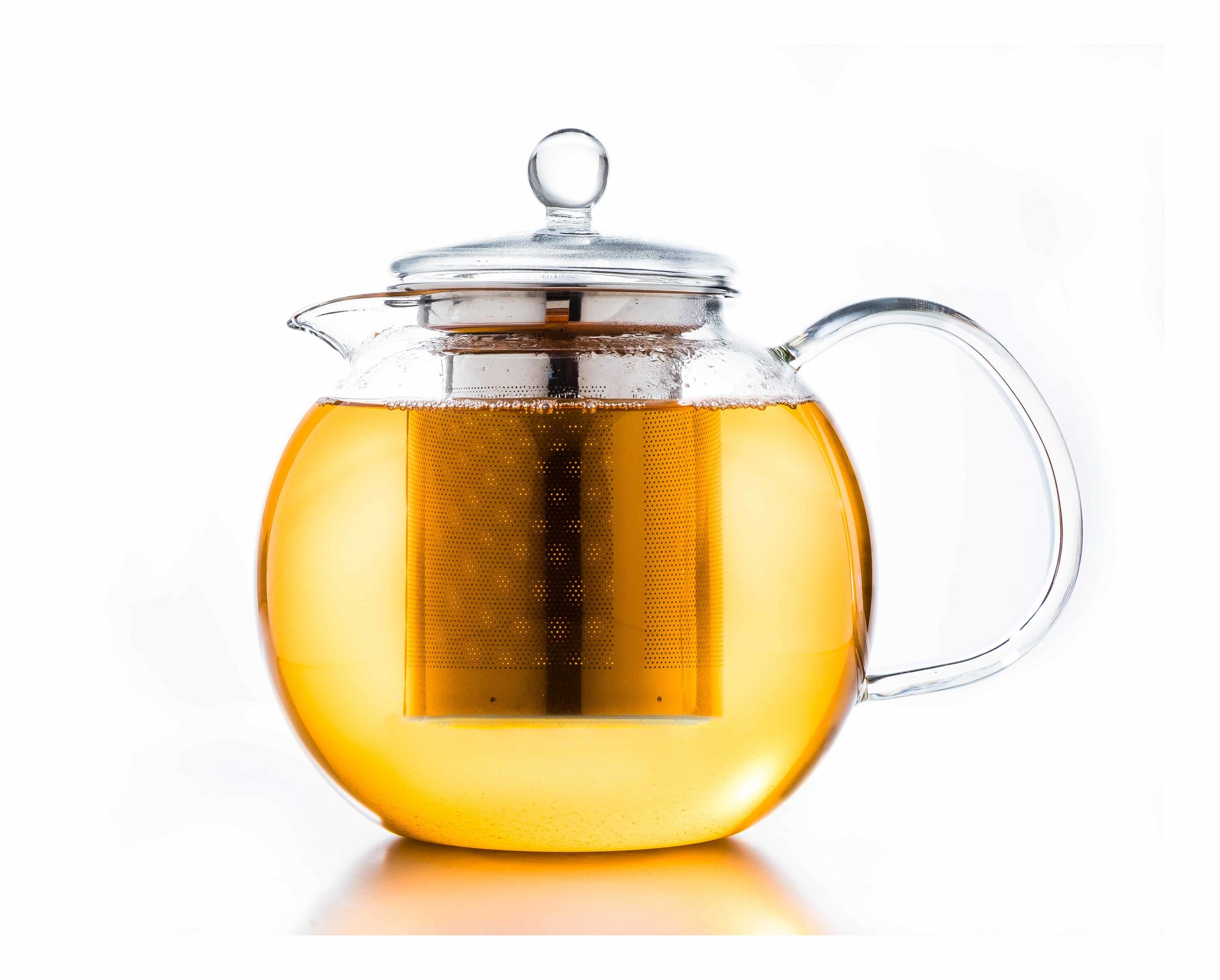Creano Teekanne – 1,3 l, Borosilikatglas, transparent, mit Glasdeckel, Edelstahlfilter