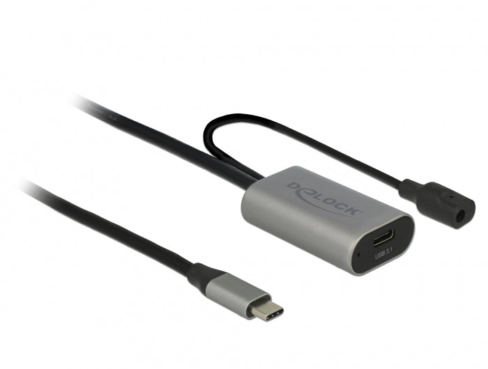 DeLOCK USB-C Verlängerungskabel (Stecker auf Buchse) – USB 3.2 Gen 1 (5 Gbit/s) – 5 m – Aktiv – Schwarz