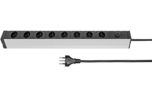 Steffen ALU MODULAR – Steckdosenleiste, 8× T13, 3 m, Stecker T12, IP20