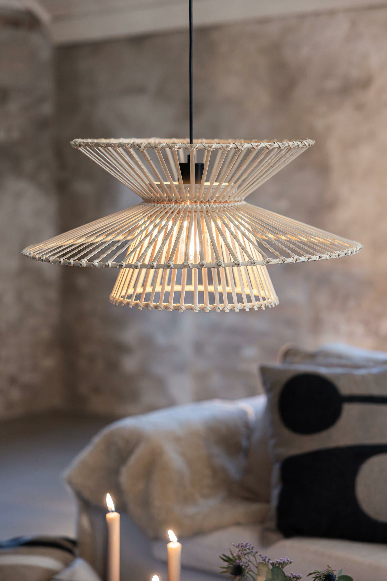 Markslöjd Pendelleuchte Duplici – Ø 57 × 27 cm, 40 W, Neutralweiss, natur/beige, E27, inkl. Leuchtmittel