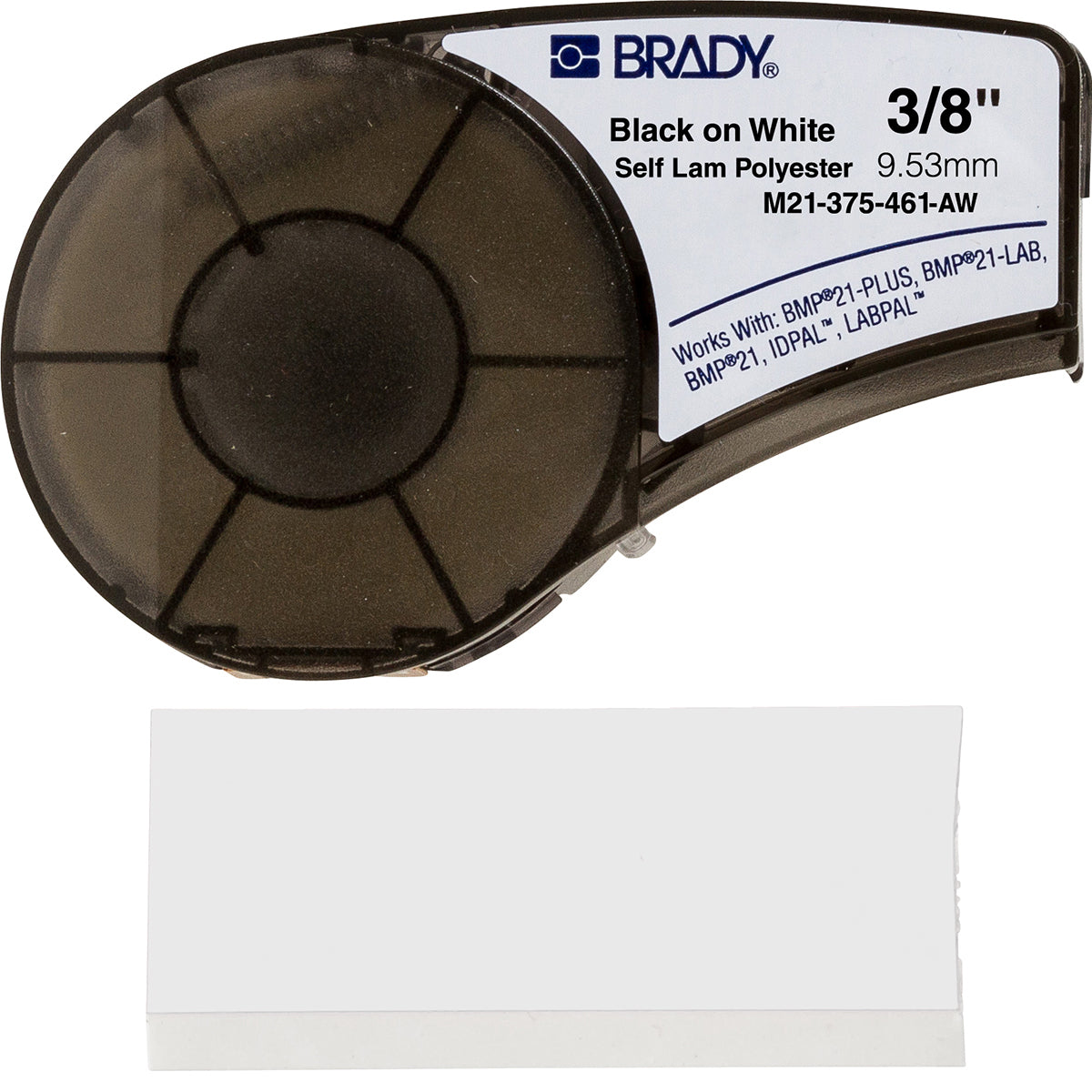 Brady Schriftband – schwarz auf weiss – Polyester, matt – für Brady BMP21