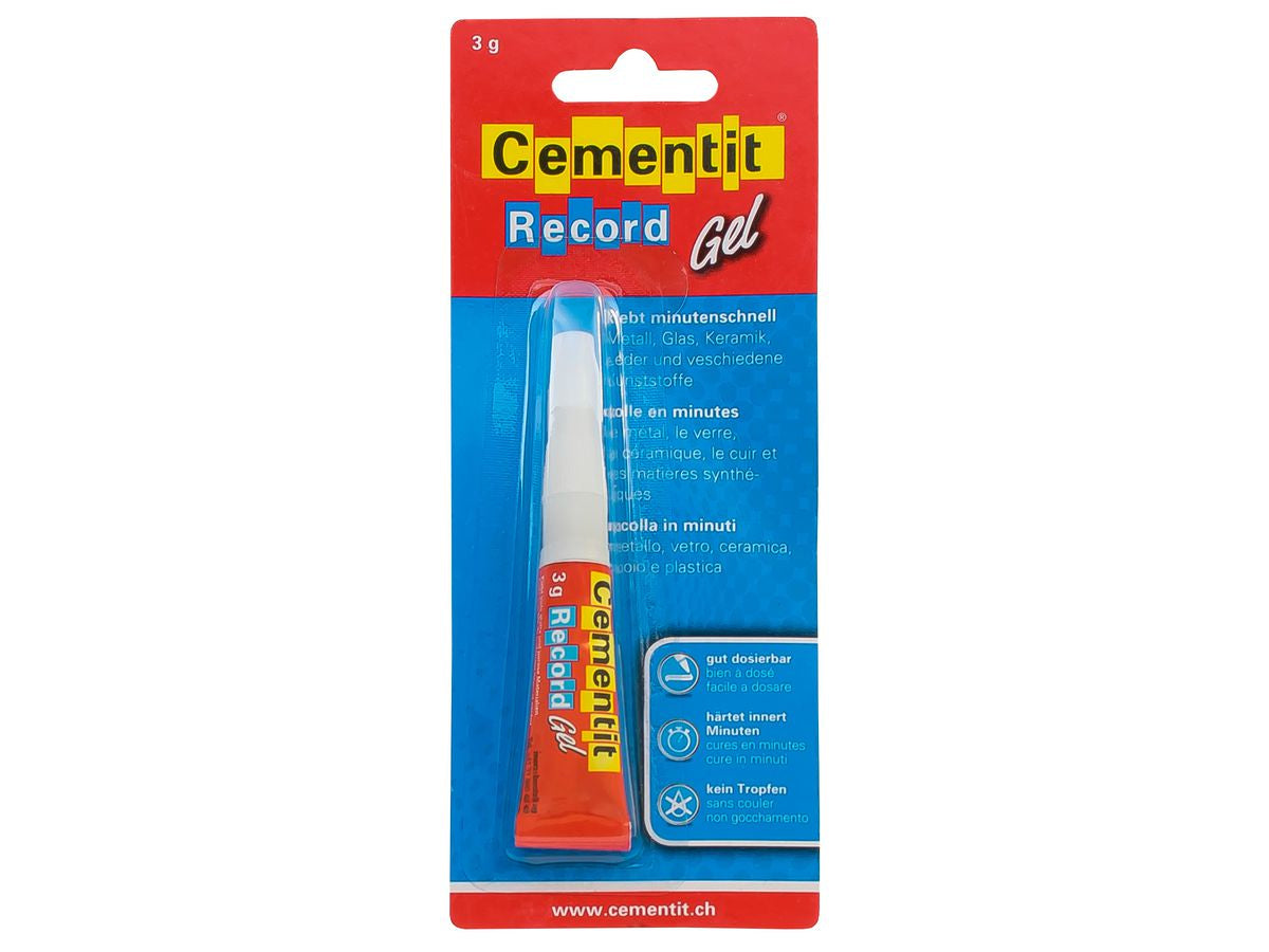 Cementit Record Gel Minutenkleber – permanent, transparent, 3 g, für Porzellan, Glas, Keramik und mehr