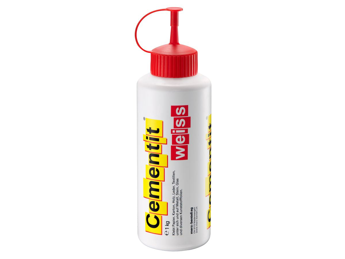 Cementit Spezialkleber Holzleim – 1 000 g, weiss, für Holz, Papier, Karton
