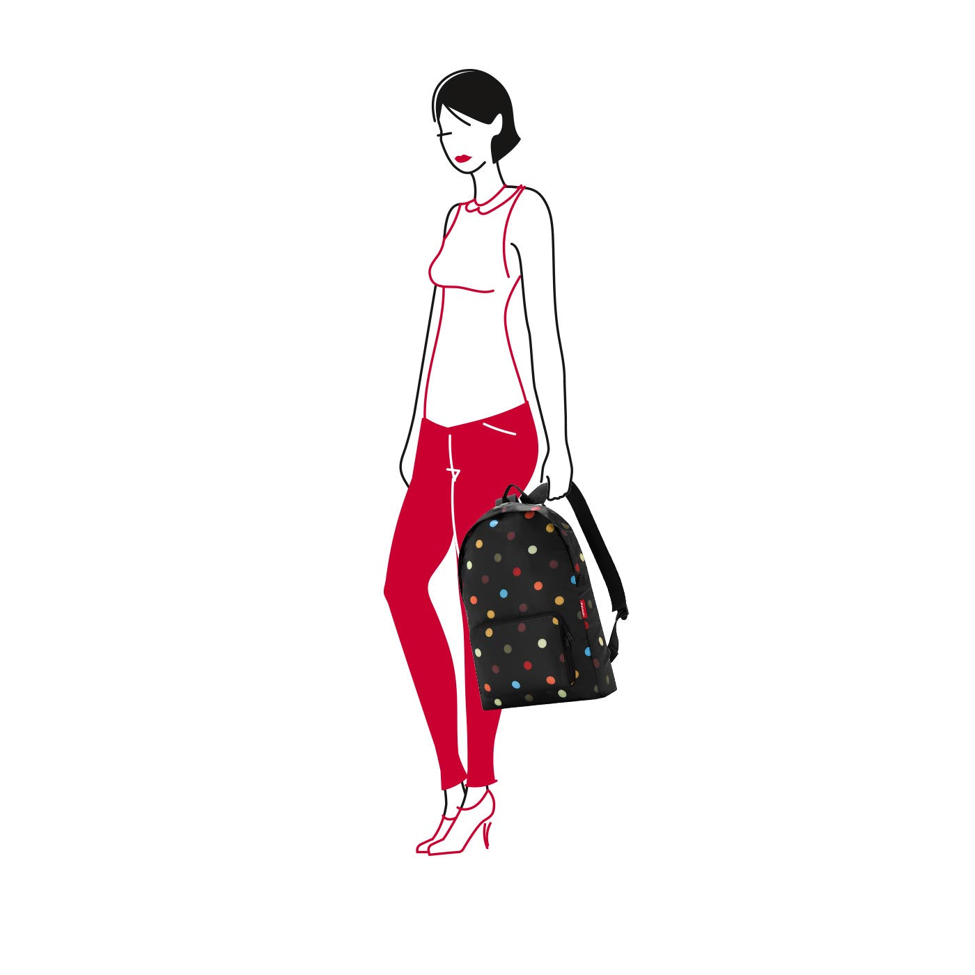 Reisenthel City Rucksack mini maxi – 14 l, wasserabweisend, Polyester – Dots, 300 × 450 × 110 mm