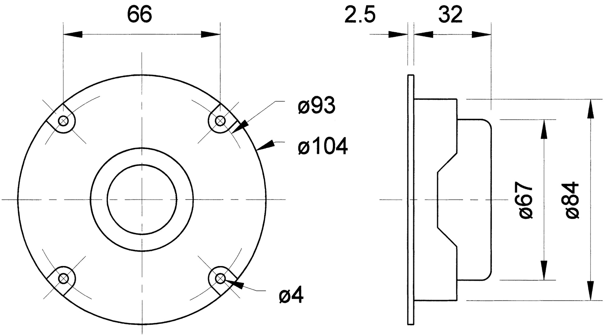 Visaton VS-SC10N – Hochtöner – 8 Ω, 100 W, 1" Kalotte, Schwarz
