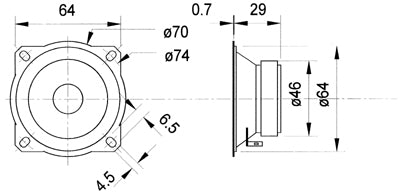 Visaton VS-TW70/8 – Konushochtöner – 1-Weg, 8 Ω, 80 W, 2,8" – Schwarz
