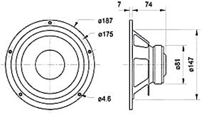 Visaton W 170 S – Tieftöner – 4 Ω, 50 W, 6,5", für ALTO I/ALTO II, Schwarz