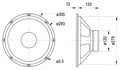 Visaton W 300 – HiFi-Tieftöner, 8 Ohm, 120 W