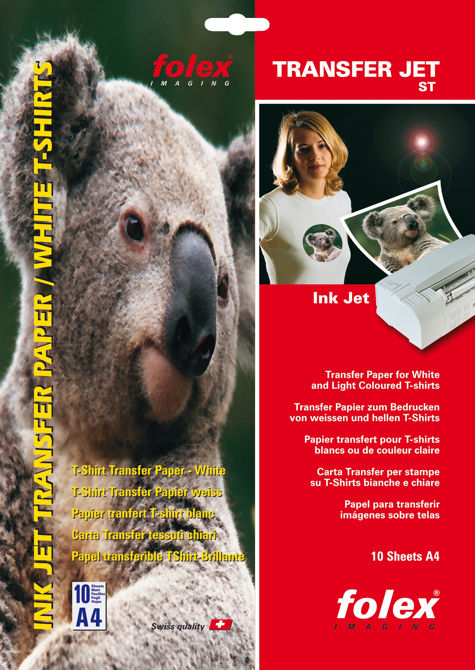 Folex TRANSFER JET ST Aufbügelfolie Weiss – A4, Inkjet, 10 Blatt