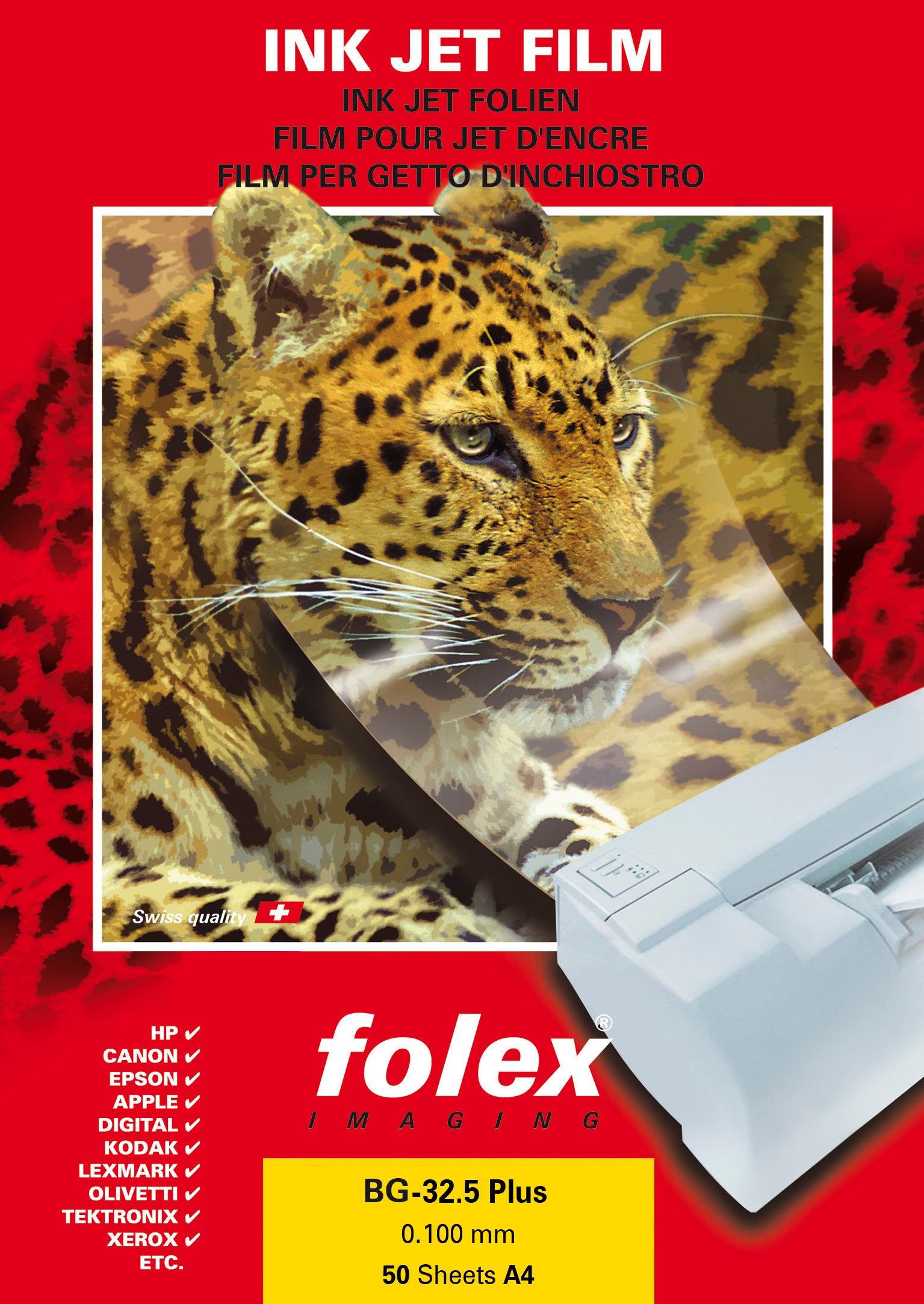 Folex Projektionsfolie – für Inkjetdrucker, A4 (210 × 297 mm), 50 Blatt