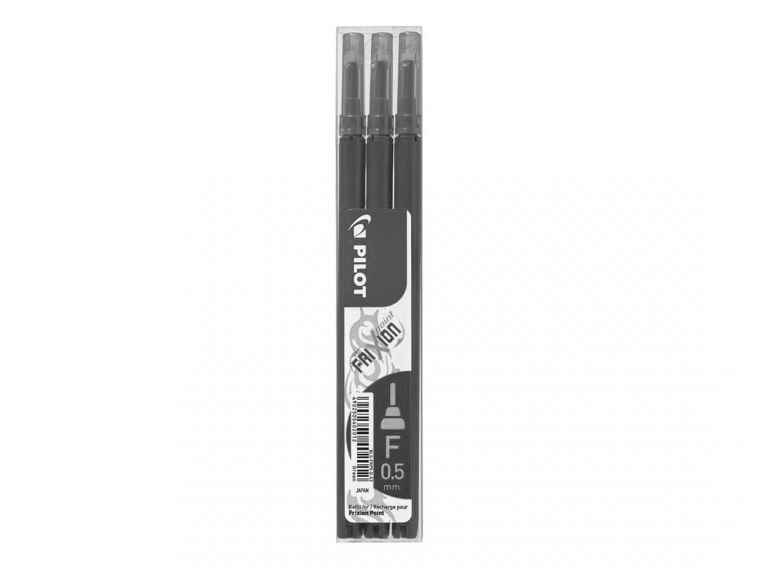 Pilot FriXion Rollerpatrone – Schwarz, 0,5 mm (Mittel), 3er-Pack, radierbar