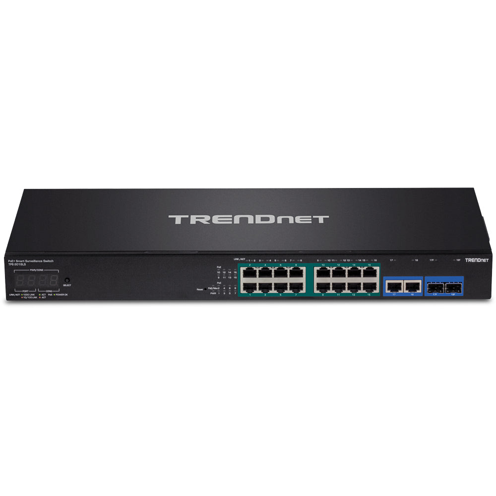 Trendnet TPE-3018LS – Managed Switch – 18× 1G, 2× SFP, PoE+, PoE-Budget 220 W, 19", 1U