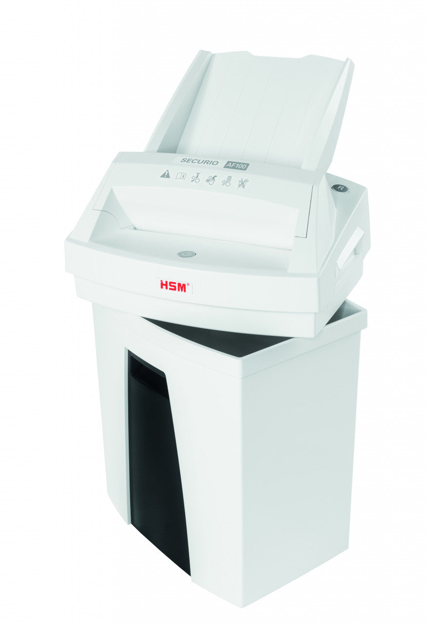 HSM Securio AF100 – Aktenvernichter mit Autofeed 100 Blatt, DIN P-4, Partikelschnitt 4 × 25 mm, 7 Blatt, 25 l