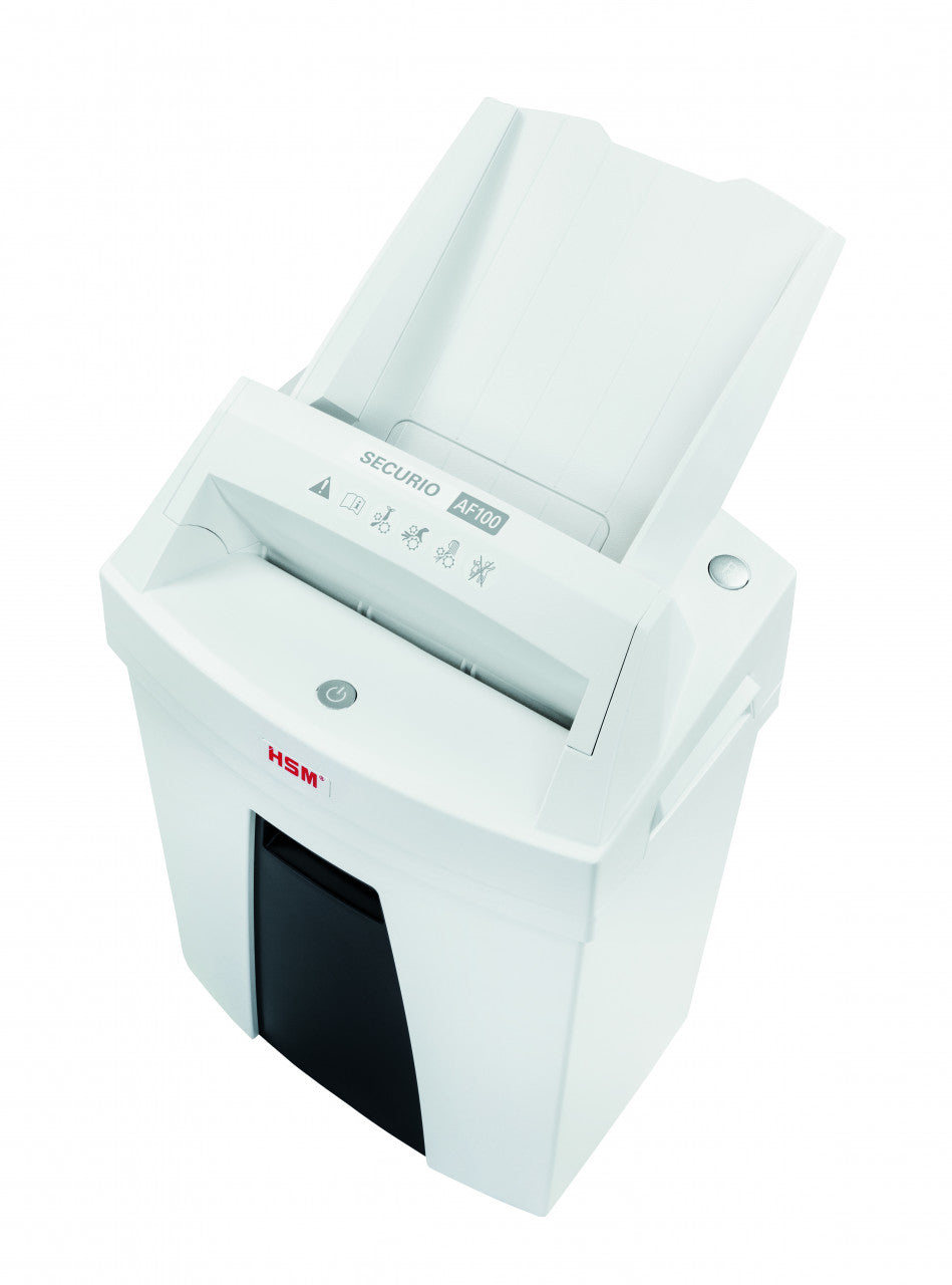 HSM Securio AF100 – Aktenvernichter mit Autofeed 100 Blatt, DIN P-4, Partikelschnitt 4 × 25 mm, 7 Blatt, 25 l
