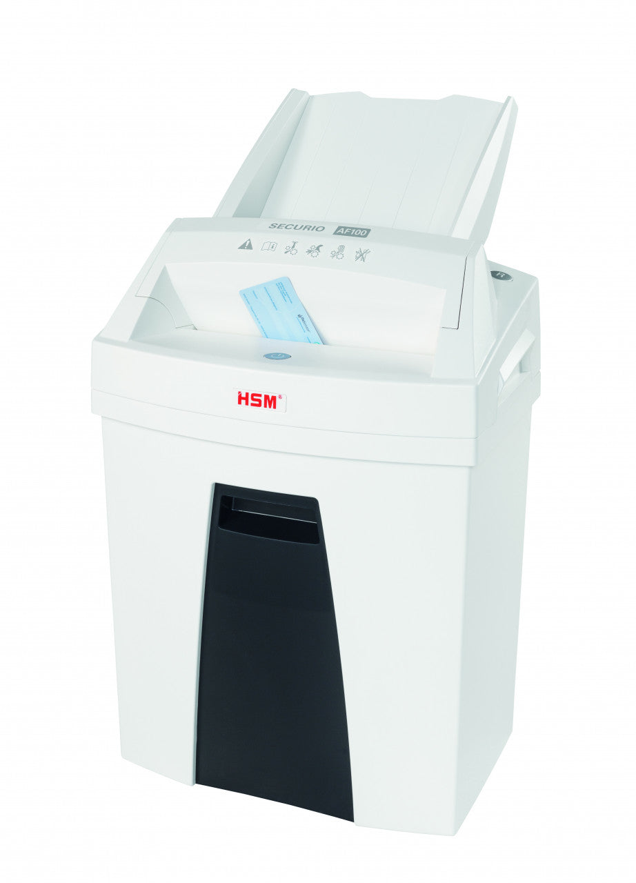 HSM Securio AF100 – Aktenvernichter mit Autofeed 100 Blatt, DIN P-4, Partikelschnitt 4 × 25 mm, 7 Blatt, 25 l