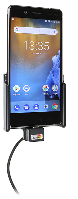 Brodit Auto-Ladegerät mit Halterung, Zigarettenanzünder, 1× USB-A (bis 2 A), kipp-/360° drehbar – für Nokia