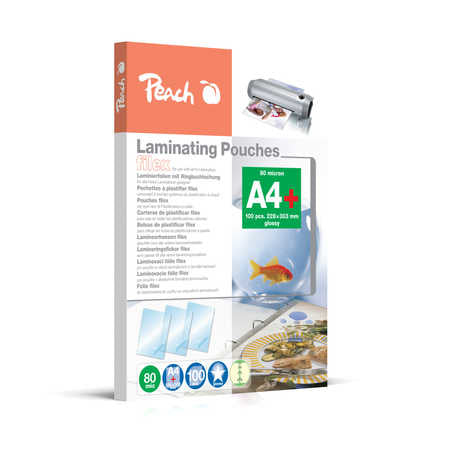 Peach Filex Laminierfolien A4 – 80 µm, Abheftlochung - 100 Stück