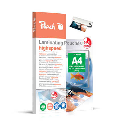 Peach Laminierfolien A4 – 80 µm, glänzend, 100 Stück
