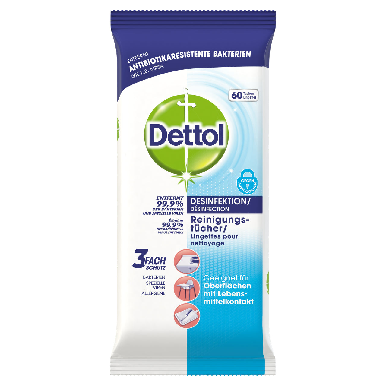 Dettol Desinfektionstücher – für Oberflächen – 60 Stk.