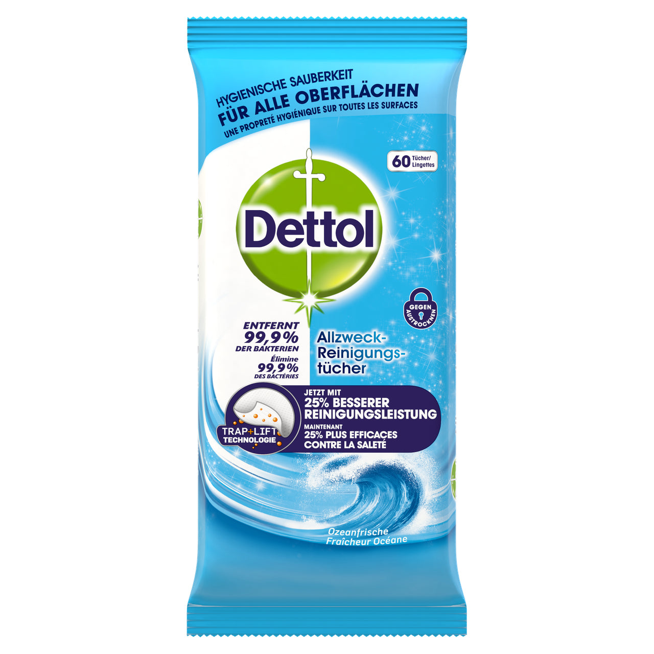 Dettol Allzweck-Reinigungstücher – für Oberflächen – 60 Stk.