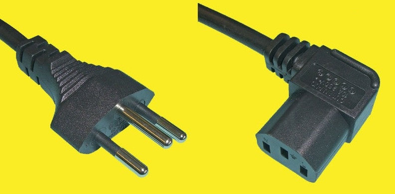Diggelmann Netzkabel – T12–IEC C13 (gewinkelt rechts), 0,5 m, 250 V/10 A, schwarz