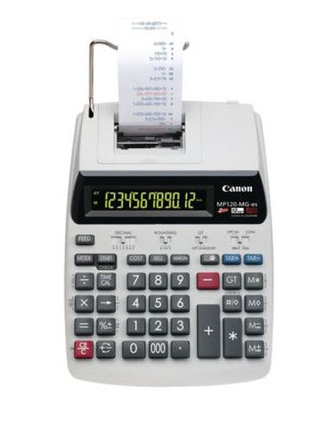 Canon Tischrechner, druckend MP-120MG ES II Recycling – 12-stellig, 2-farbig, 2,7 Zeilen/s, Steuer/Währung