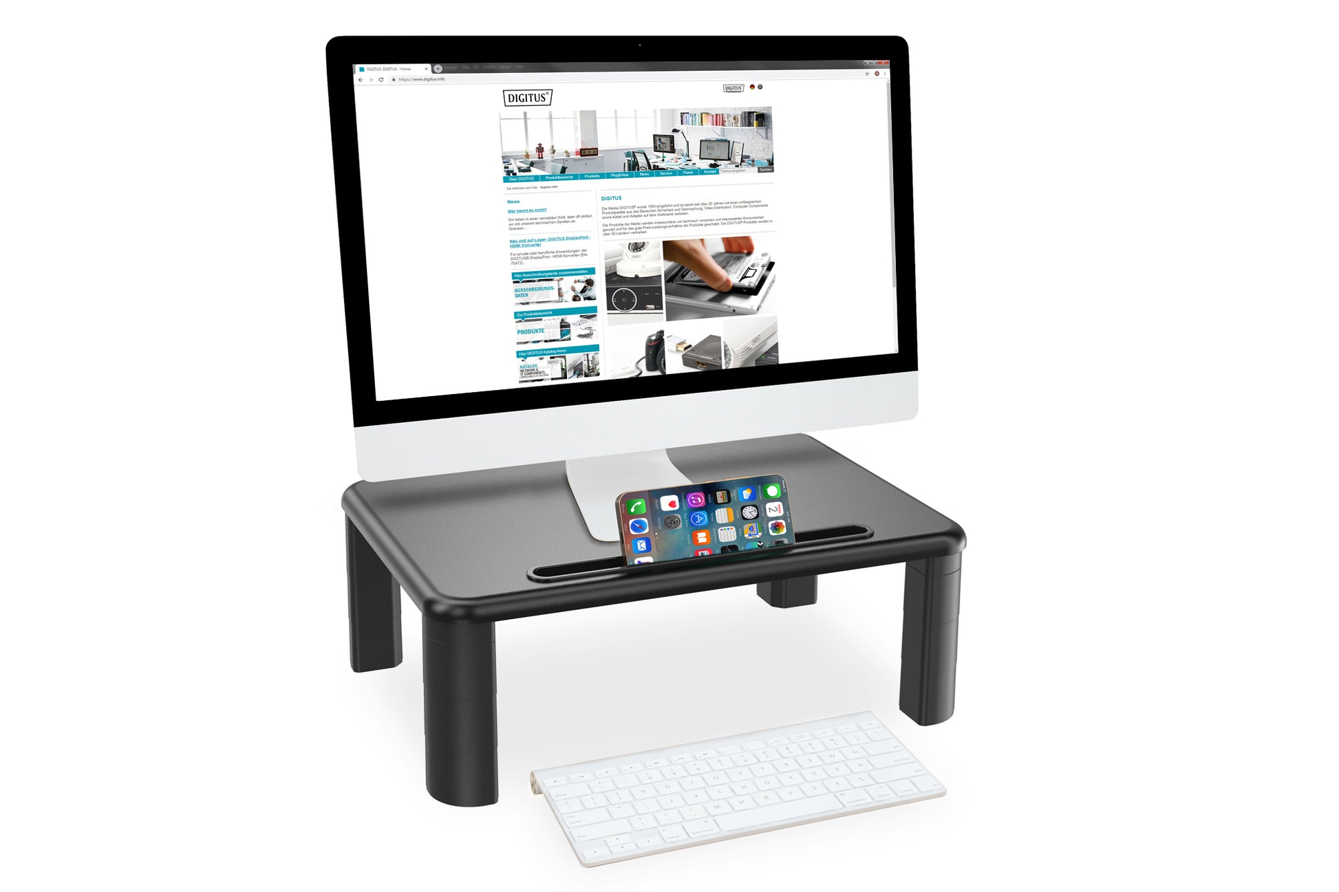Digitus Monitor-Tischständer – freistehend – bis 10 kg – höhenverstellbar – Schwarz