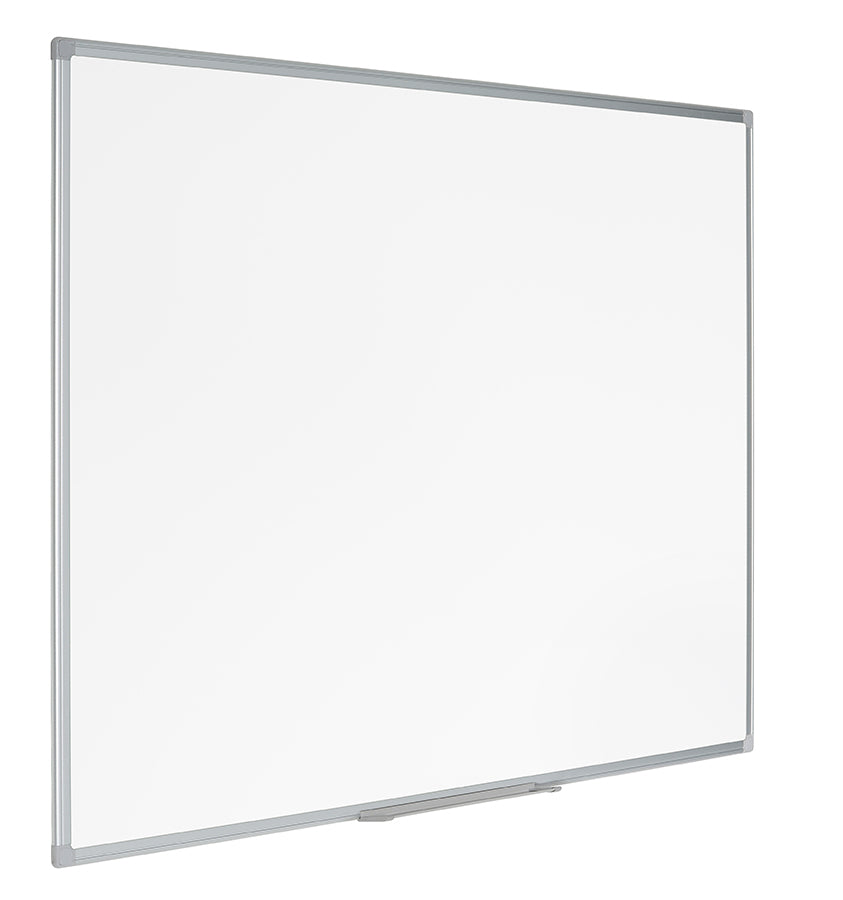 Bi-Office Whiteboard – 120 × 90 cm, Melamin, Aluminiumrahmen, Wandmontage, inkl. Stiftablage