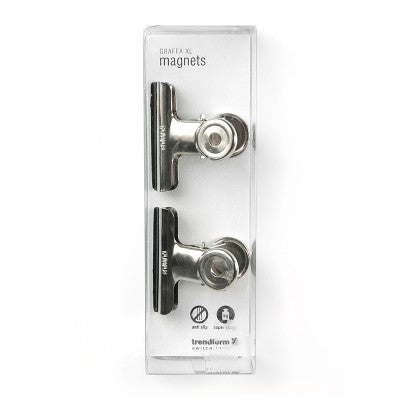 Trendform Magnet-Clip Graffa XL – Haftmagnet, Metall, Silber, 50 × 33 × 48 mm, 2 Stück