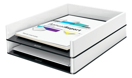 Leitz WOW Duo Colour – Briefkorb für A4, Polystyrol (PS), Schwarz/Weiss, Hochglänzend, 267 × 49 × 336 mm