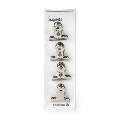 Trendform Magnet-Clip GRAFFA FW4000 – 30 × 30 × 20 mm – 4 Stück, Edelstahl, Glanz