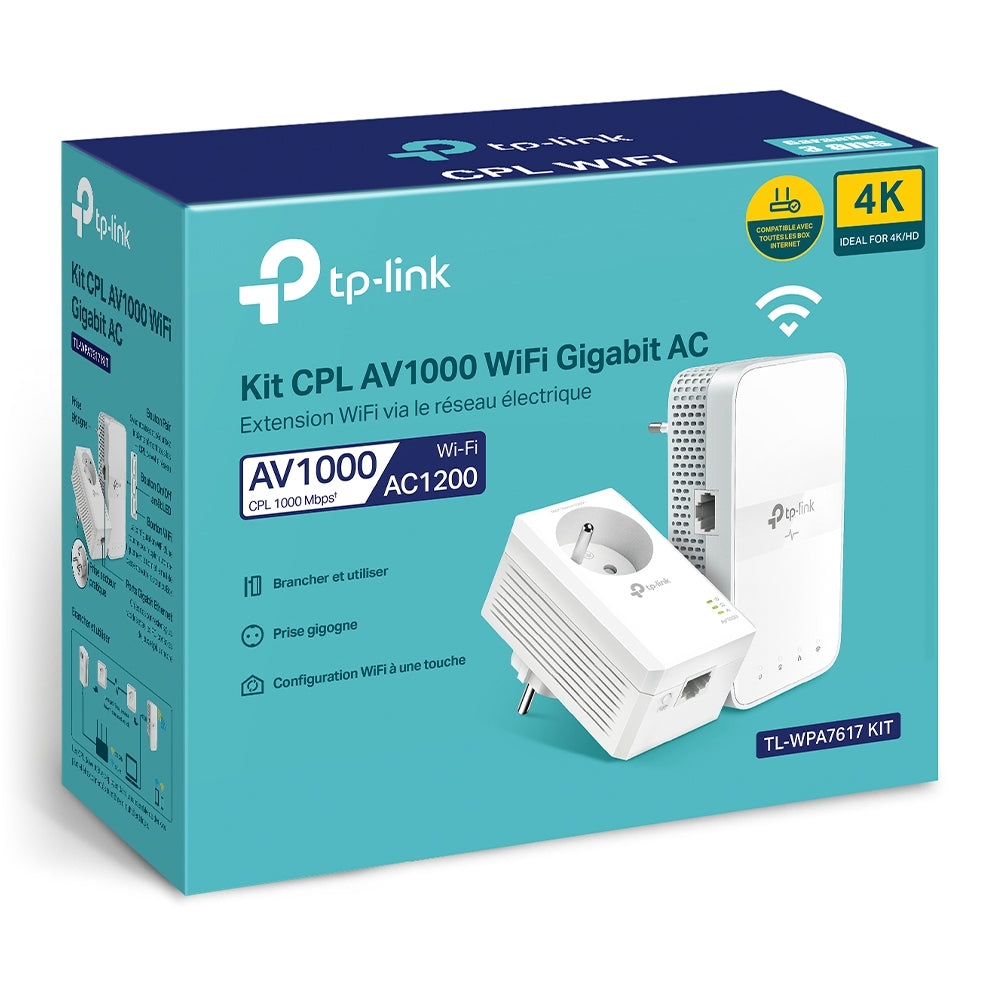 TP-Link TL-WPA7617 – Powerline-WLAN-Kit (2er-Set), Wi-Fi 5, Dual-Band (2,4/5 GHz), AC1200, 1× GbE, Weiss