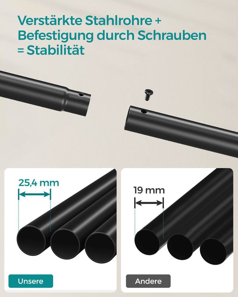 Songmics HSR107B01 Garderobenständer – mit Rollen, 50 kg Tragkraft – Stahl – Schwarz – 1'550 mm