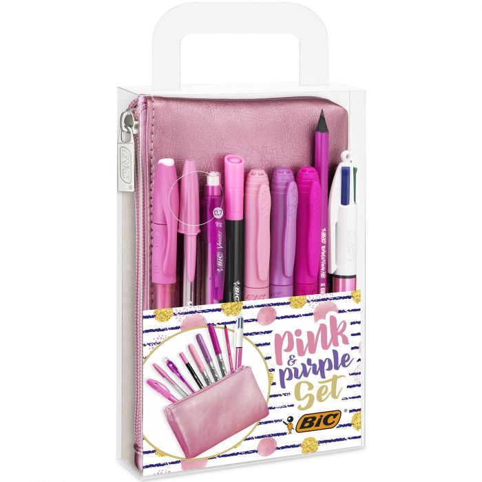 BIC Pink & Pure – Schüleretui, gefüllt (9-teilig), Pink