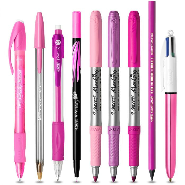 BIC Pink & Pure – Schüleretui, gefüllt (9-teilig), Pink
