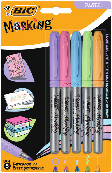 BIC Permanentmarker – Rundspitze 0,8 mm – Mehrfarbig – 5er-Pack