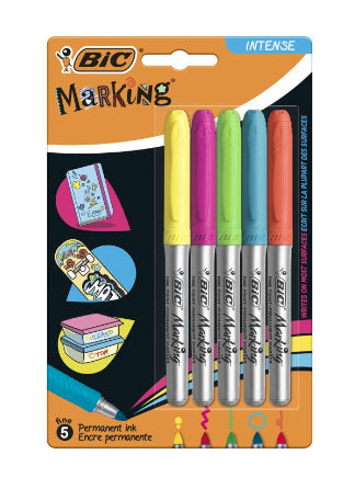 BIC Permanentmarker – Konische Spitze 1,8 mm – Mehrfarbig, 5er-Pack