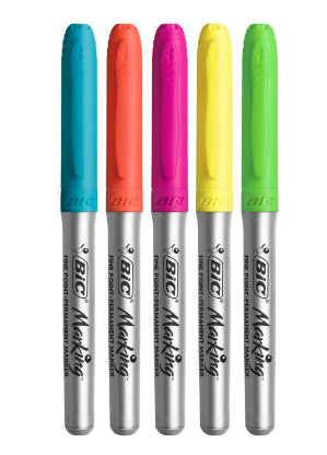 BIC Permanentmarker – Konische Spitze 1,8 mm – Mehrfarbig, 5er-Pack